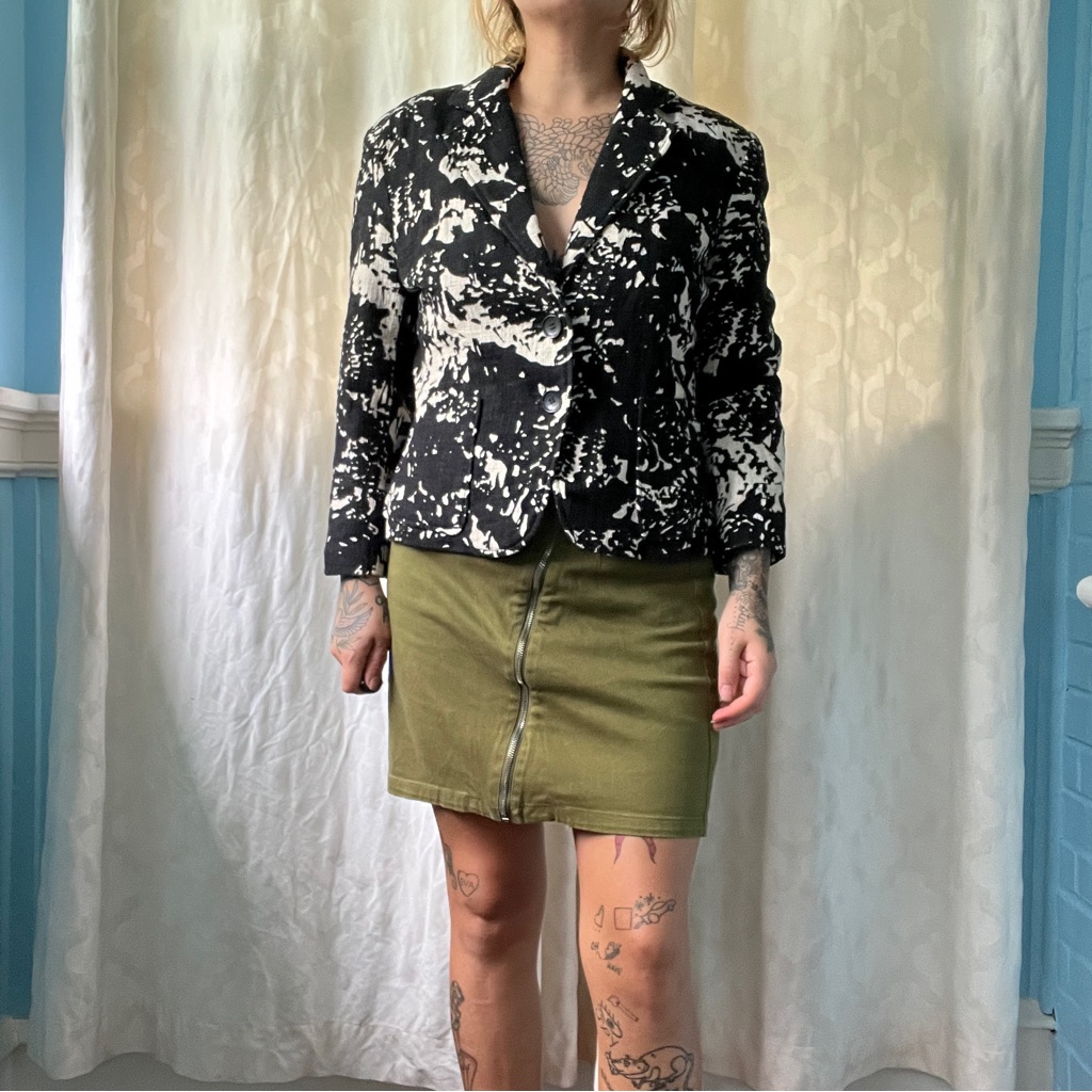 The Limited 100% Cotton Abstract Monochromatic Blazer Size 10